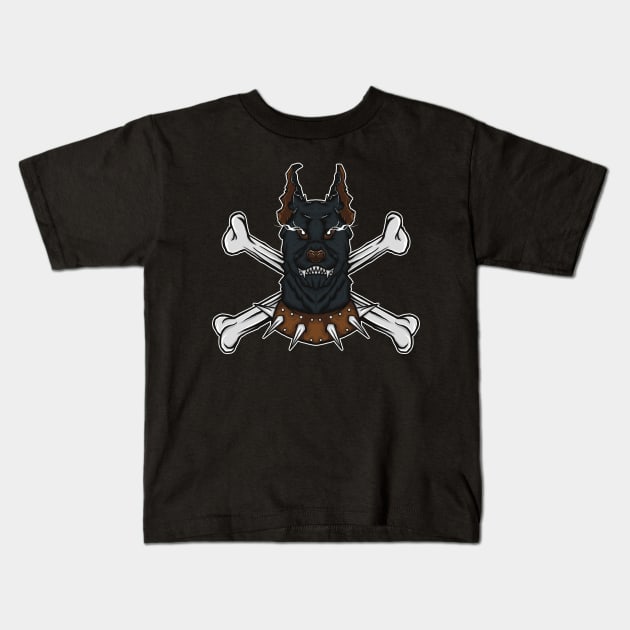 Doberman Design “Doberman and Cross Bone” Kids T-Shirt by Dimaswdwn